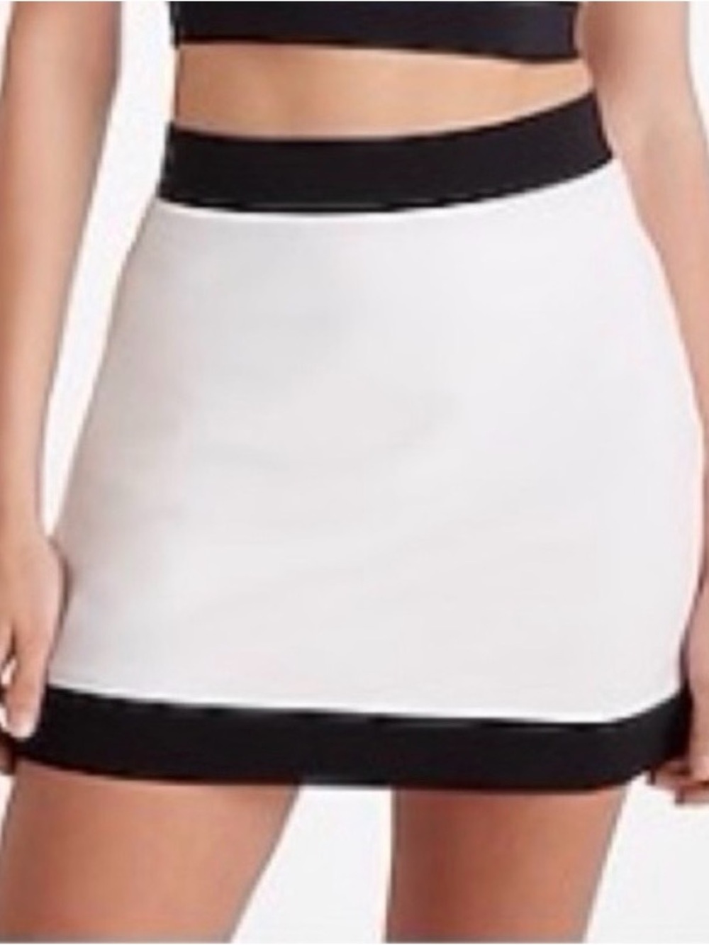 Express High Waisted Stretch Cotton Tipped Mini Skirt